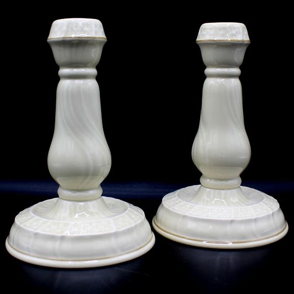 Vintage Ivory Porcelain Mikasa Tivoli D1000 Candle Holders Candlesticks 7" Pair - Picture 1 of 9